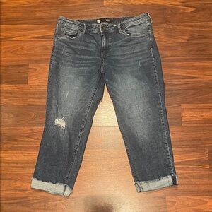 Kut from the Kloth Dark Blue Cropped Distressed Jeans